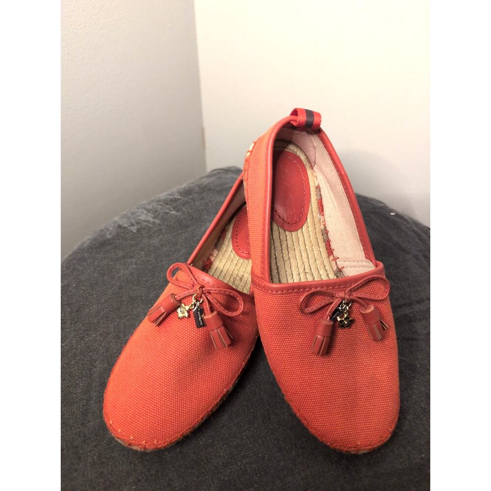 Coach Madison Tassel Bow Espadrille Flats Designer Orange NWOT 5.5